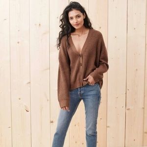 Jenni Kayne XS Cropped Cashmere Cocoon Cardigan in Nutmeg